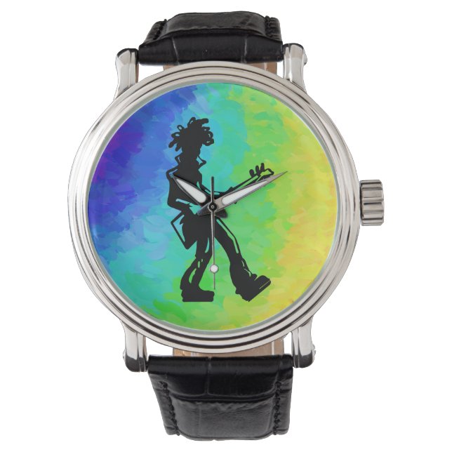 New York Boogie Nights Guitar Rainbow Armbanduhr (Vorderseite)