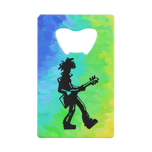 New York Boogie Nights Guitar Rainbow Kreditkarten Flaschenöffner (Rückseite)