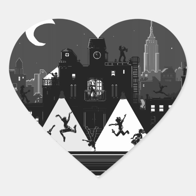 New York Boogie Nights Herz-Aufkleber (Vorderseite)