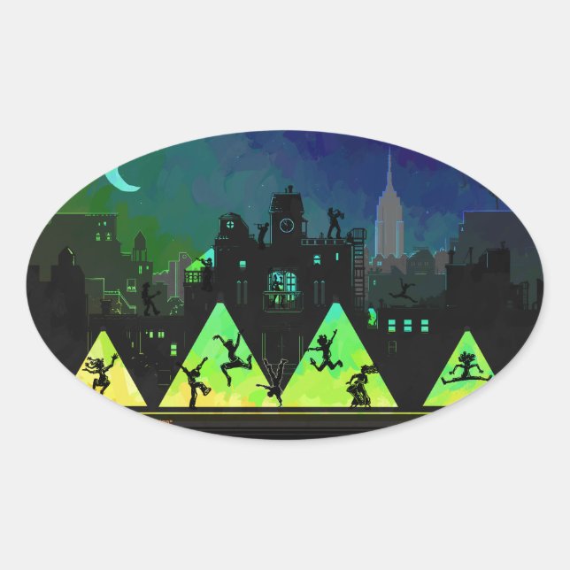 New York Boogie Nights Ovaler Aufkleber (Vorderseite)