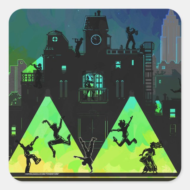 New York Boogie Nights Quadratischer Aufkleber (Vorderseite)