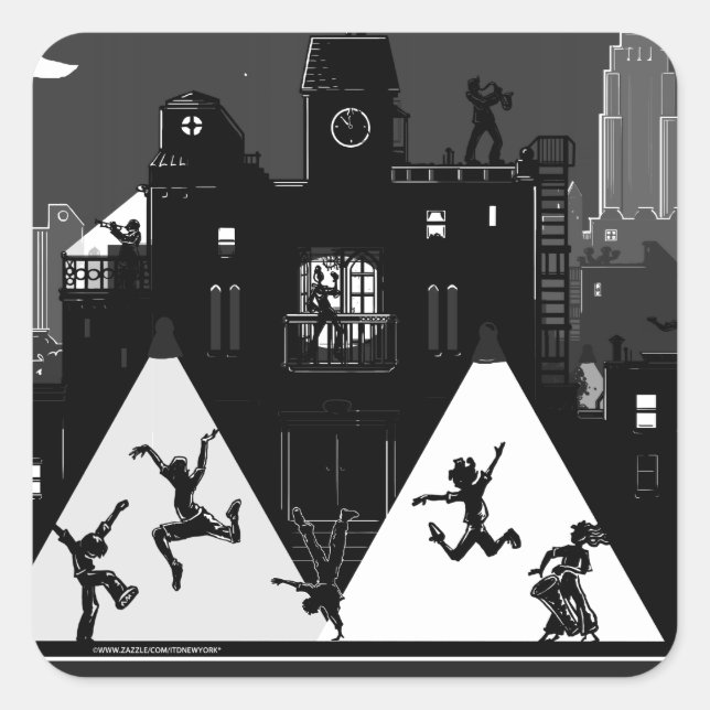 New York Boogie Nights Quadratischer Aufkleber (Vorderseite)