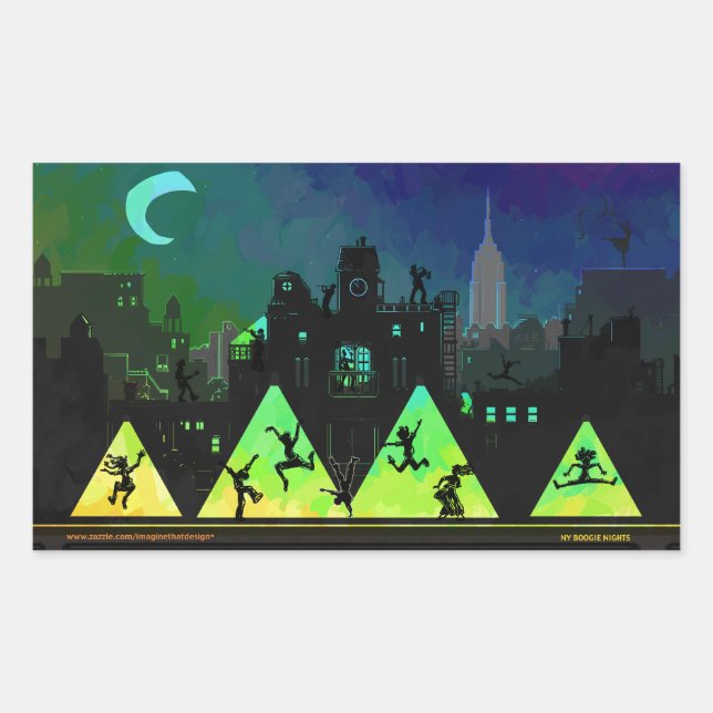 New York Boogie Nights Rechteckiger Aufkleber (Vorderseite)