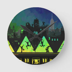 New York Boogie Nights Runde Wanduhr