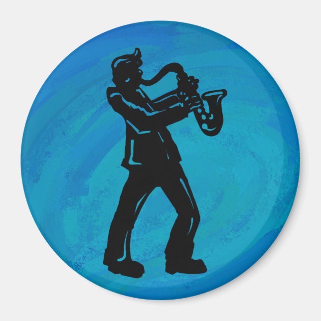 New York Boogie Nights Saxophon Blue Magnet (Vorne)