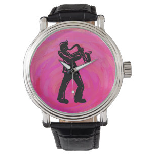 New York Boogie Nights Saxophon Hot Pink Armbanduhr