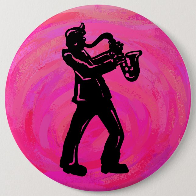 New York Boogie Nights Saxophon Hot Pink Button (Vorderseite)