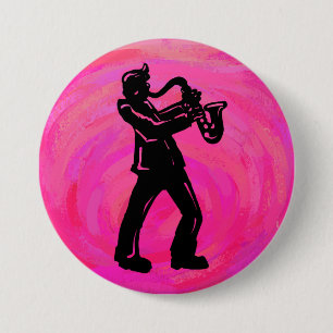New York Boogie Nights Saxophon Hot Pink Button
