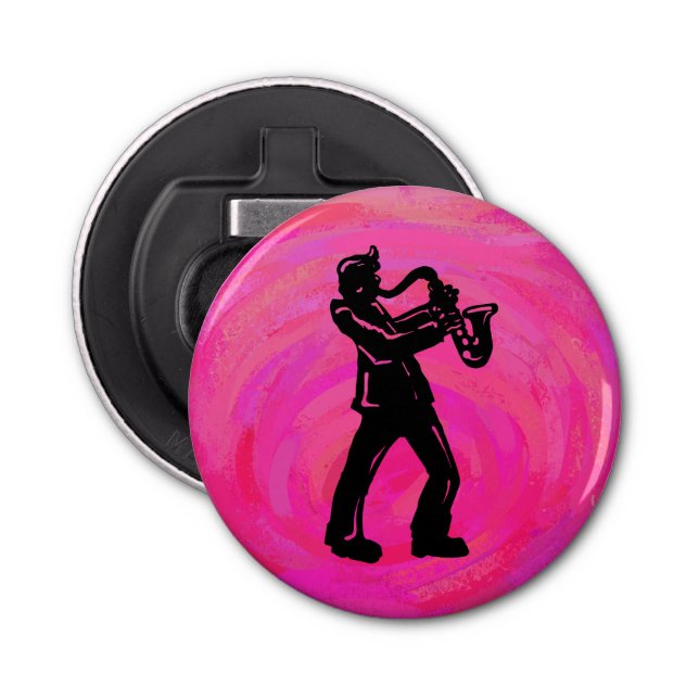 New York Boogie Nights Saxophon Hot Pink Flaschenöffner (Vorderseite)