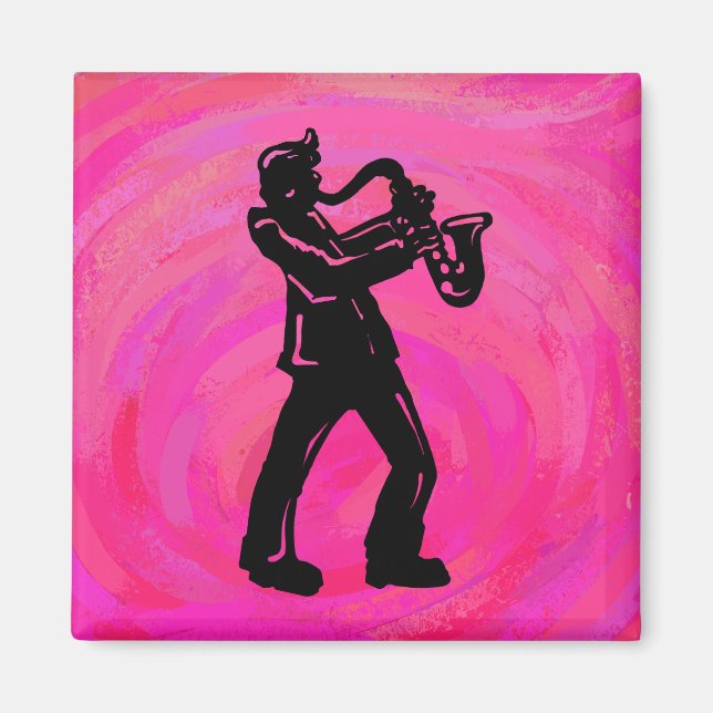 New York Boogie Nights Saxophon Hot Pink Magnet (Vorne)