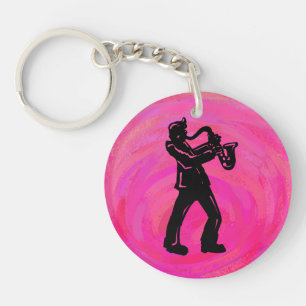 New York Boogie Nights Saxophon Hot Pink Schlüsselanhänger