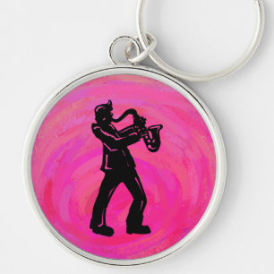 New York Boogie Nights Saxophon Hot Pink Schlüsselanhänger
