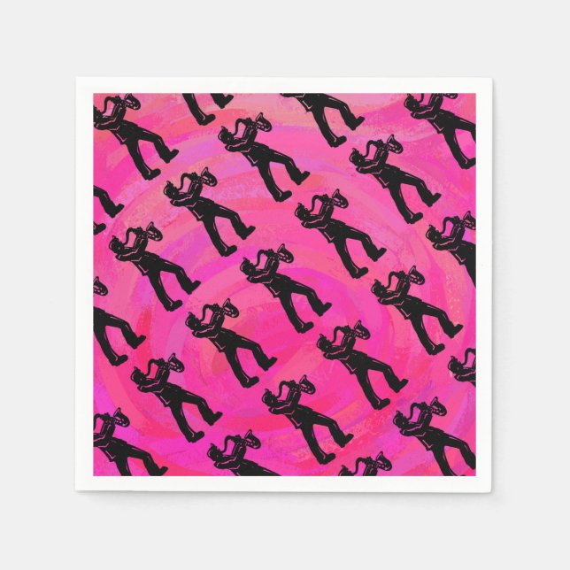 New York Boogie Nights Saxophon Hot Pink Serviette (Vorderseite)