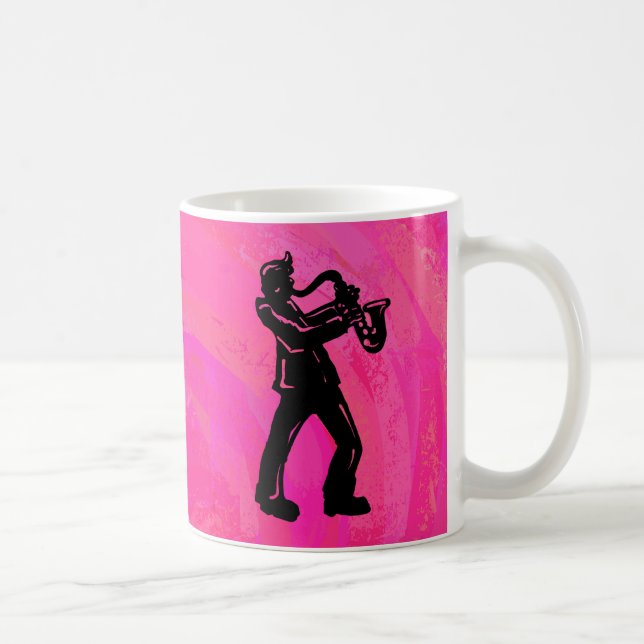 New York Boogie Nights Saxophon Hot Pink Tasse (Rechts)