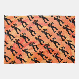 New York Boogie Nights Saxophon Orange Geschirrtuch