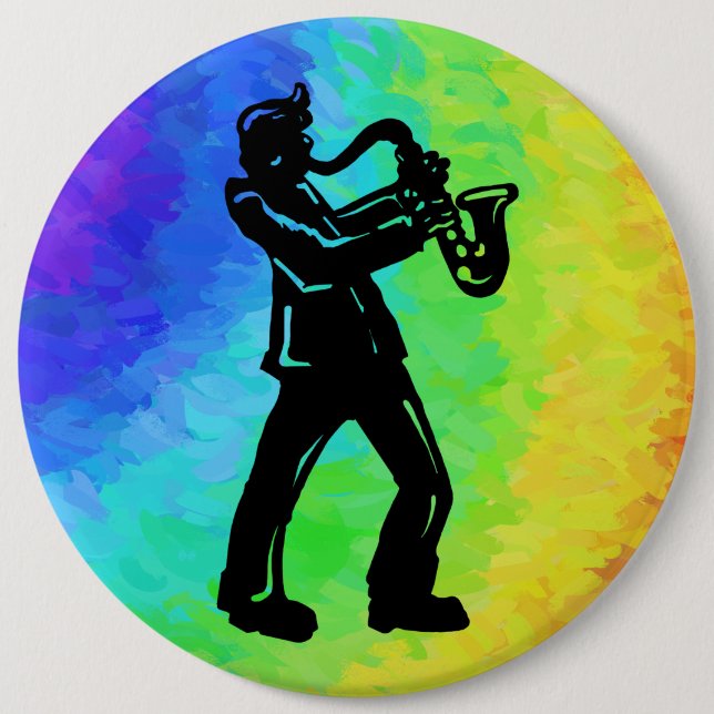 New York Boogie Nights Saxophon Rainbow Button (Vorderseite)