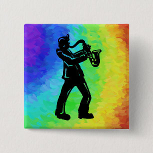New York Boogie Nights Saxophon Rainbow Button
