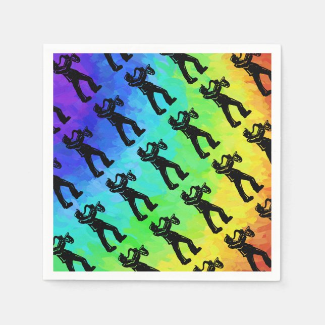New York Boogie Nights Saxophon Rainbow Serviette (Vorderseite)