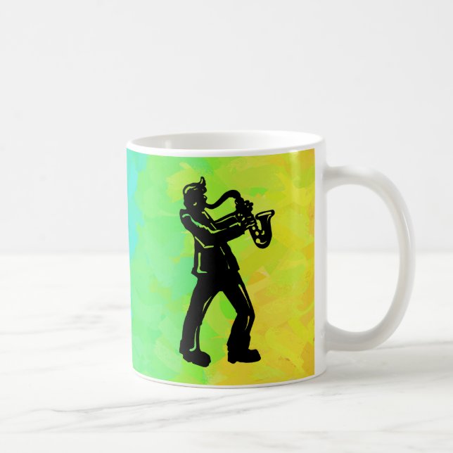 New York Boogie Nights Saxophon Rainbow Tasse (Rechts)