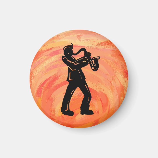 New York Boogie Nights Saxophone Orange Magnet (Vorne)