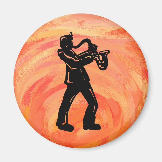 New York Boogie Nights Saxophone Orange Magnet (Vorne)