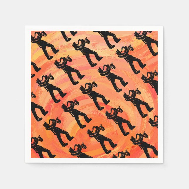 New York Boogie Nights Saxophone Orange Serviette (Vorderseite)