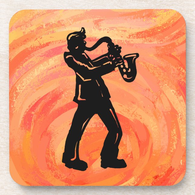 New York Boogie Nights Saxophone Orange Untersetzer (Vorderseite)