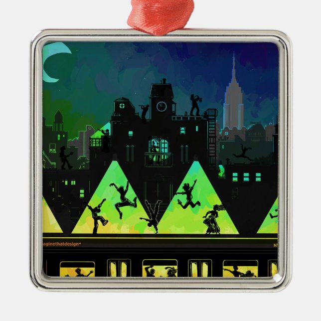New York Boogie Nights Silbernes Ornament (Vorne)