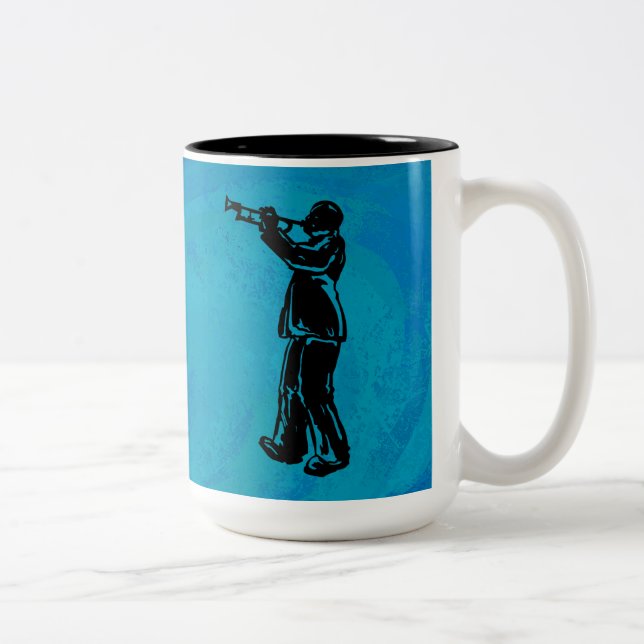 New York Boogie Nights Trumpet Blue Zweifarbige Tasse (Rechts)