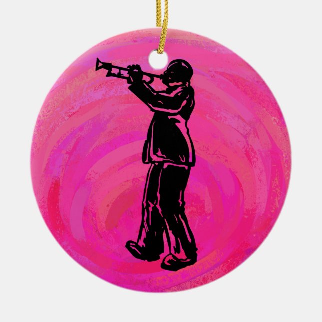New York Boogie Nights Trumpet Hot Pink Keramik Ornament (Vorne)