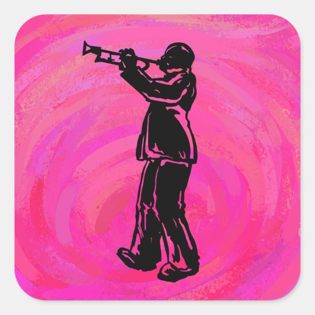 New York Boogie Nights Trumpet Hot Pink Quadratischer Aufkleber (Vorderseite)