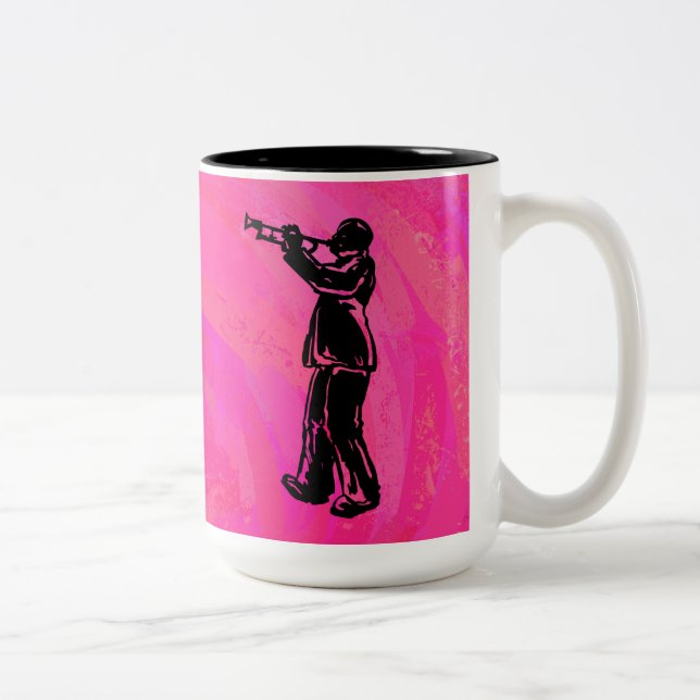 New York Boogie Nights Trumpet Hot Pink Zweifarbige Tasse (Rechts)