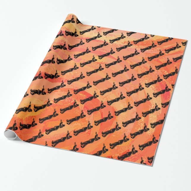 New York Boogie Nights Trumpet Orange Geschenkpapier (Ungerollt)