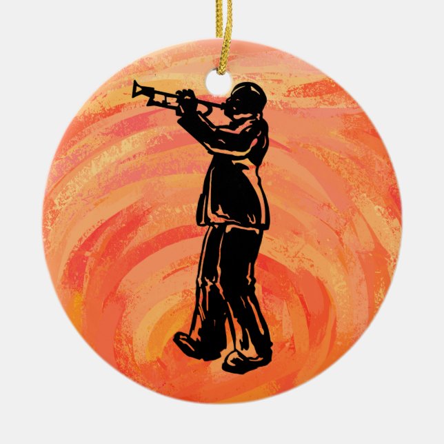 New York Boogie Nights Trumpet Orange Keramikornament (Vorne)