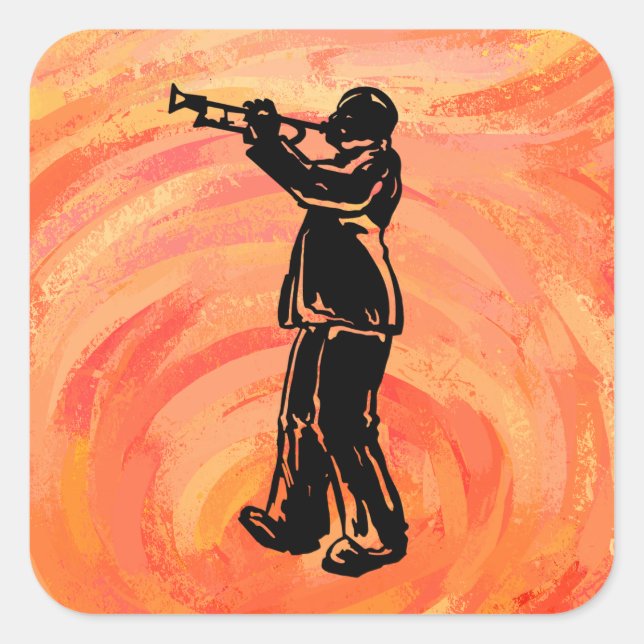 New York Boogie Nights Trumpet Orange Quadratischer Aufkleber (Vorderseite)