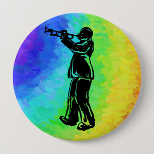 New York Boogie Nights Trumpet Rainbow Button