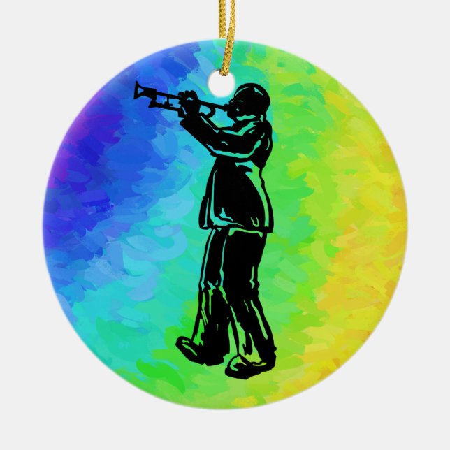 New York Boogie Nights Trumpet Rainbow Keramikornament (Vorne)