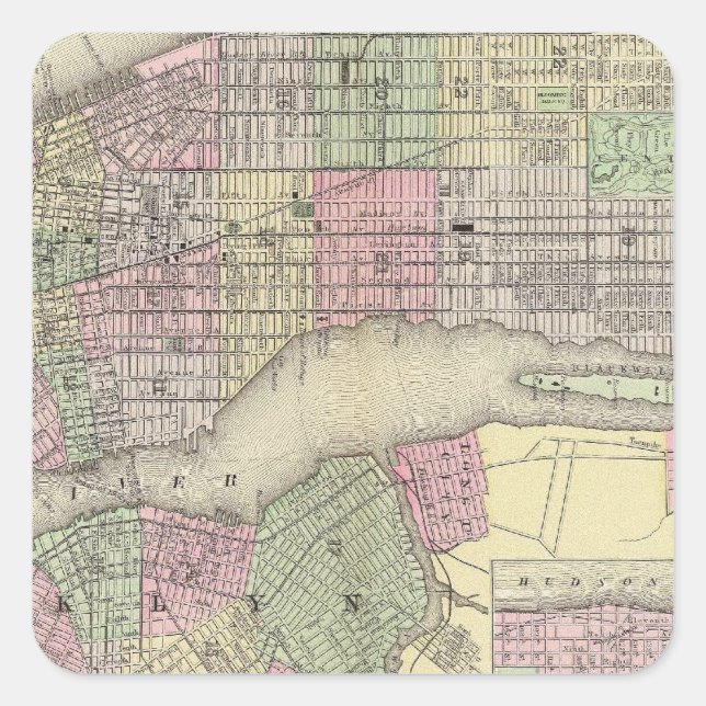 New York, Brooklyn 2 Quadratischer Aufkleber (Vorderseite)