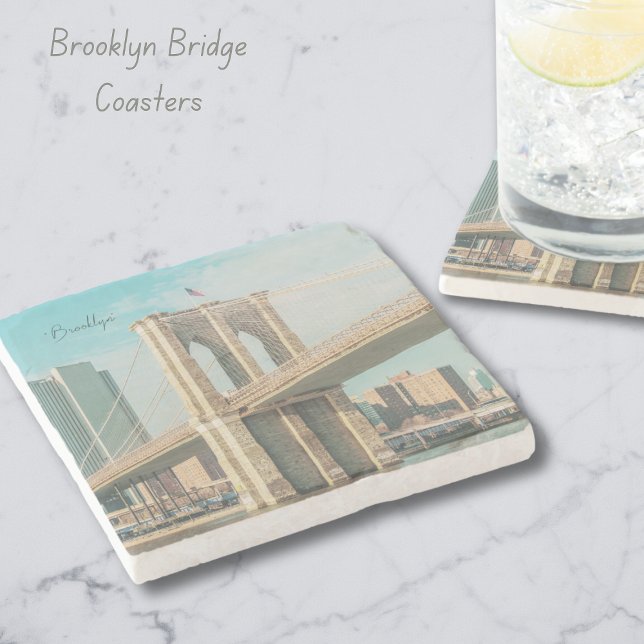 New York Brooklyn Bridge Steinuntersetzer (NY Brooklyn Bridge Coasters)