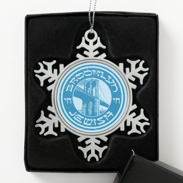 New York Brooklyn Jewish Holiday Schneeflocken Zinn-Ornament (Box)