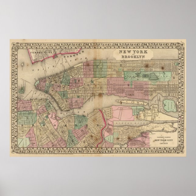 New York, Brooklyn Map von Mitchell Poster (Vorne)