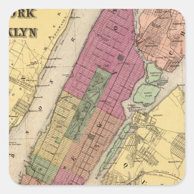 New York, Brooklyn Quadratischer Aufkleber (Vorderseite)
