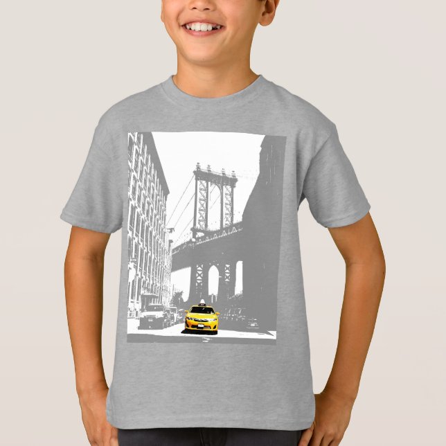 New York Brooklyn Yellow Taxi Kids Boys Template T-Shirt (Vorderseite)