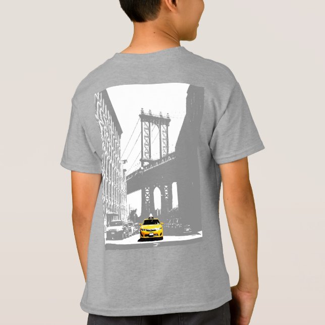 New York Brooklyn Yellow Taxys Boys Back Print T-Shirt (Rückseite)