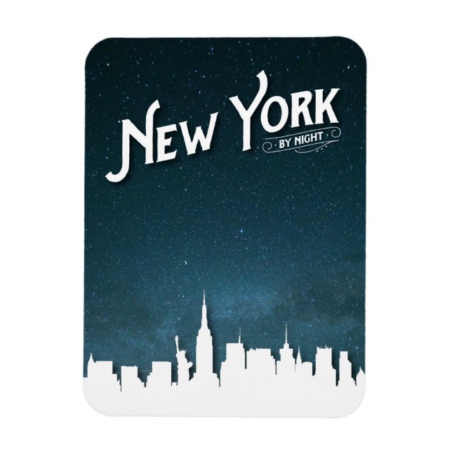 New York by night skyline - Flexibles Foto Magnet (Vertikal)