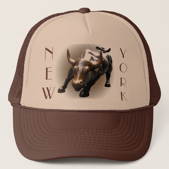 New York Caps Hats New York Souvenir Bull Geschenk Truckerkappe (Vorderseite)