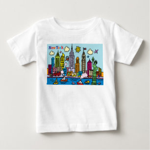 New York Cartoons Sightseeing Gebäude Baby T-shirt