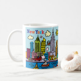 New York Cartoons Sightseeing Gebäude Kaffeetasse