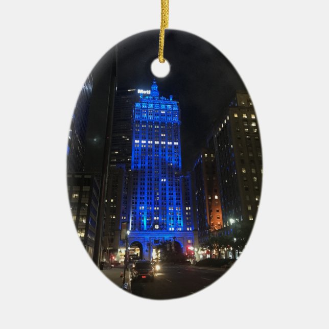 New York Central Gebäude NYC Park Avenue Night Keramikornament (Vorne)