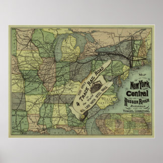 New York Central & Hudson River Railway Map Poster